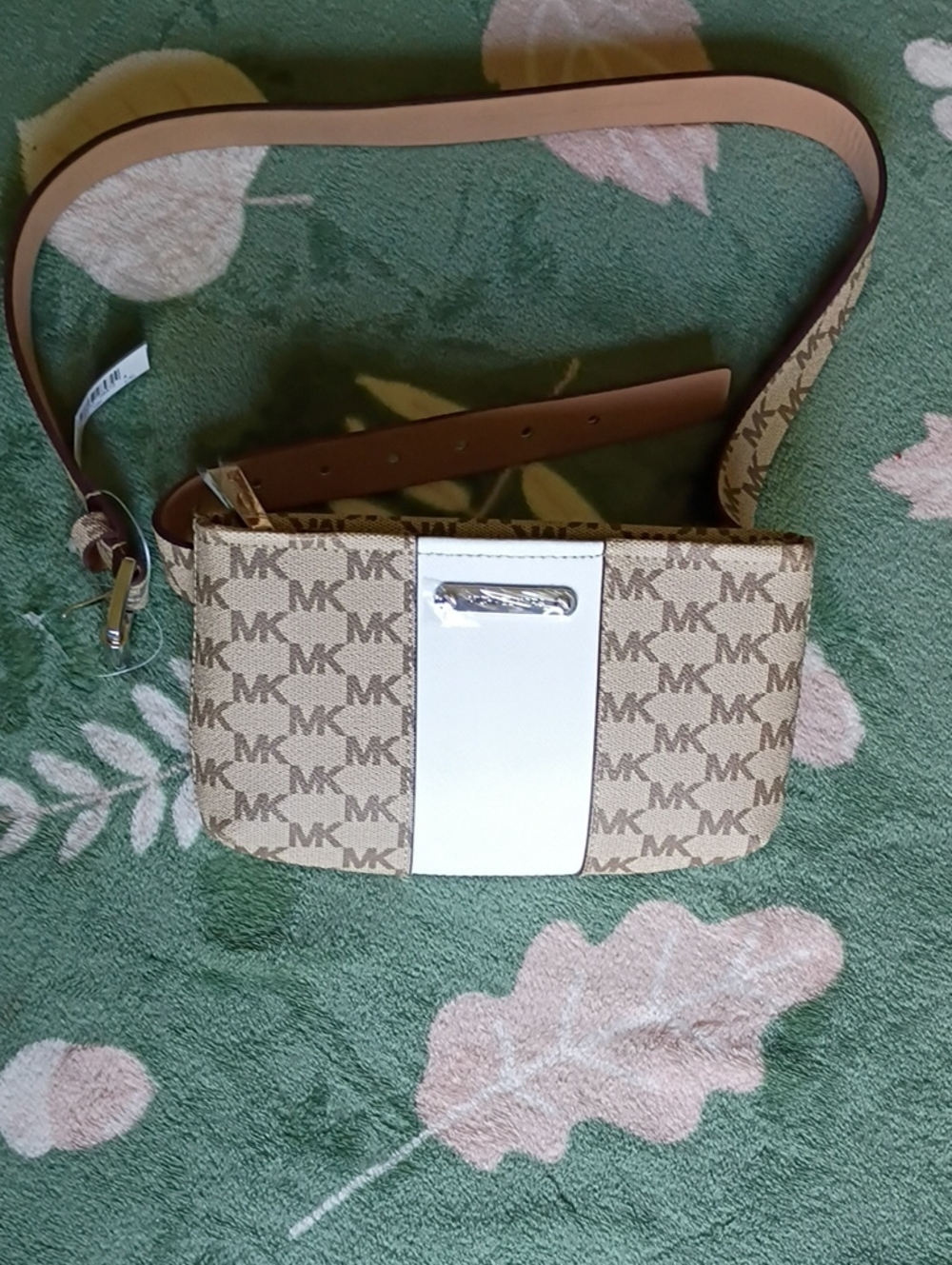 MK Two Toned Tan And Creme Michael Kors Waist Purse